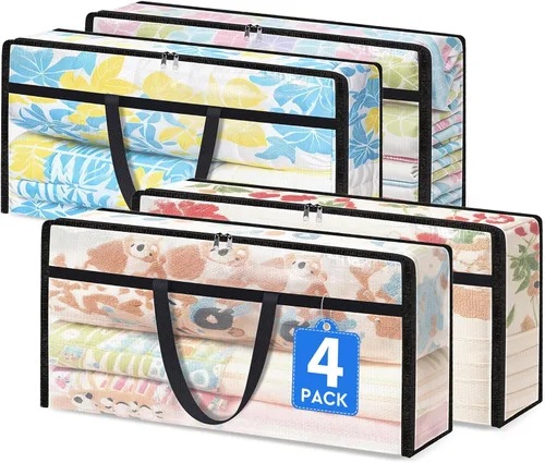Miniatura 13 de TasticTotes Paquete de 6 bolsas de almacenamiento transparentes para edredón, ropa y ropa de cama, almacenamiento de mantas de plástico