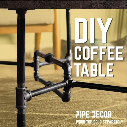 Miniatura 6 de PIPE DECOR Juego de patas de mesa auxiliar, kit de base de mesa industrial rústica para sala de estar, oficina, tuberías y accesorios ásperos