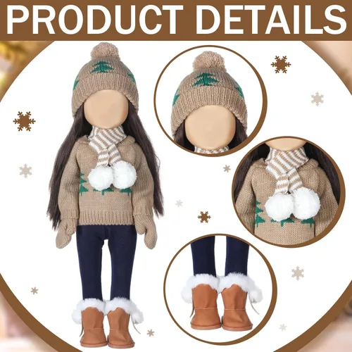 Miniatura 5 de Bencailor Conjunto de ropa y accesorios de invierno de 18 pulgadas para muñecas de invierno, suéteres, pantalones, sombreros, zapatos para regalos