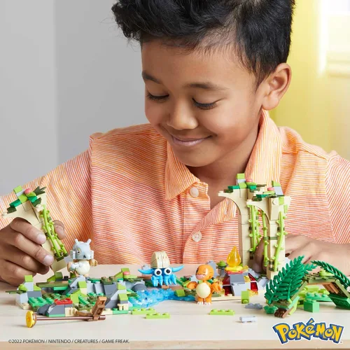 Miniatura 3 de MEGA - Figura de acción de Pokémon, juguete de construcción, ruinas de la selva con 464 piezas, movimiento y 3 personajes, Cubone Charmander