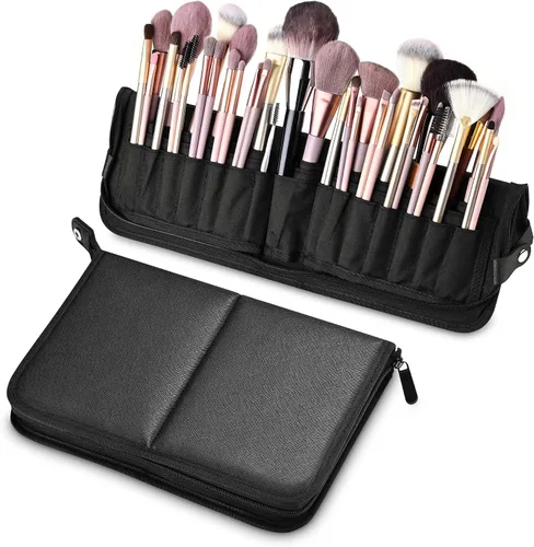 Miniatura 13 de BYOOTIQUE 2 en 1 multi cepillo titular cintura cremallera bolsa profesional portátil plegable maquillaje cosmético bolsa con correa de cinturón