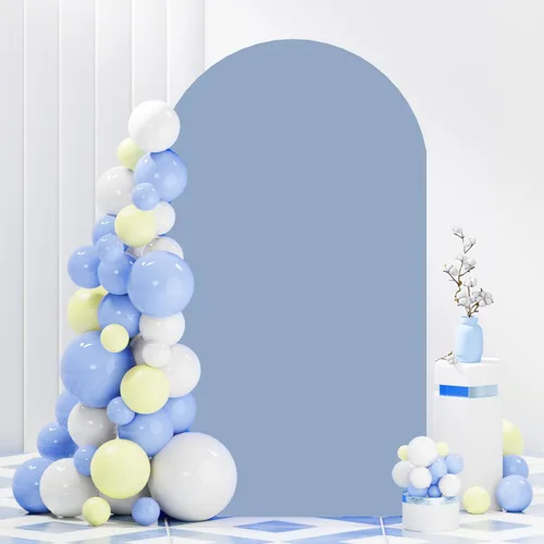 FANPROMS Cubierta para Arco de Boda 6 Pies Azul Polvoriento Cubierta de Fondo de Arco Chiara Spandex Cubiertas de Arco Tela Elástica para Marco Beige