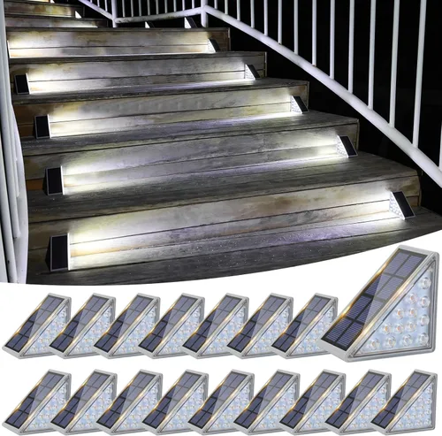 Miniatura 9 de VOLISUN Paquete de 8 luces solares para escaleras, 7 colores fijos, luces solares para escalones al aire libre, impermeables, IP67, luz LED