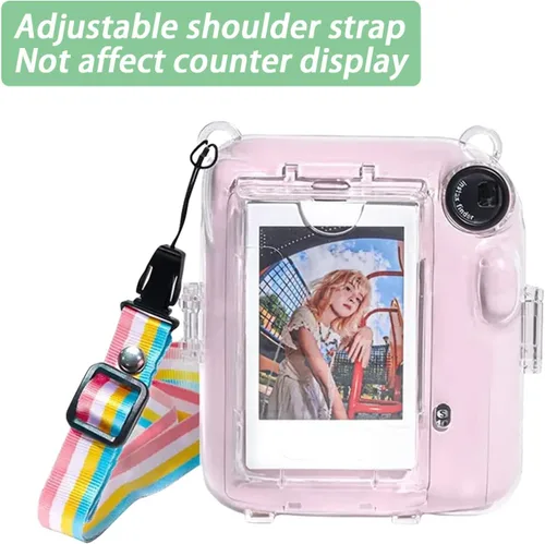 Miniatura 4 de Funda transparente Mini 12 con bolsillo para película para cámara instantánea Fujifilm Instax Mini 12, vitrina con correa de hombro ajustable Funda