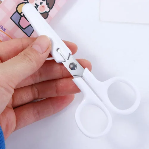 Miniatura 5 de Mini tijera de color blanco portátil de acero inoxidable, tijeras de regalo de papelería portátil para manualidades y manualidades