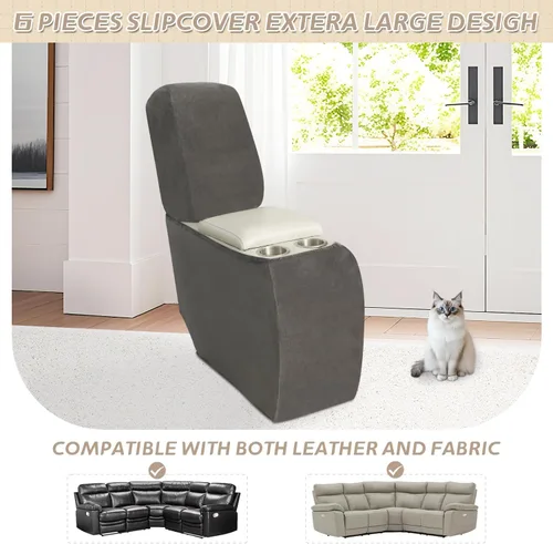Miniatura 504 de Arfntevss Fundas de sofá seccional reclinable de terciopelo, Funda de sofá seccional de esquina para sofá reclinable, Funda elástica suave