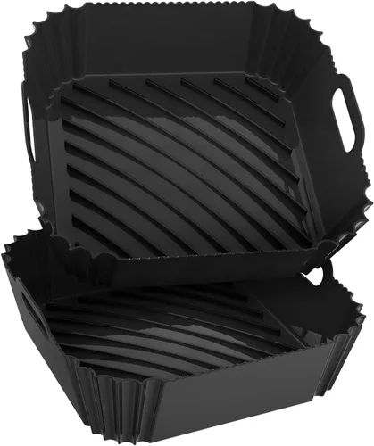 Miniatura 9 de Paquete de 2 forros de silicona reutilizables para freidora de aire de 7.1 pulgadas, forros cuadrados para freidora de aire de 4 a 7 cuartos
