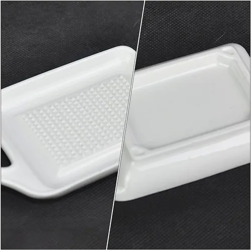 Miniatura 9 de Yardwe 2 platos de cerámica para jengibre, ajo, cebolla, queso, limón, chocolate, verduras y frutas para cocina, utensilios de porcelana, soporte