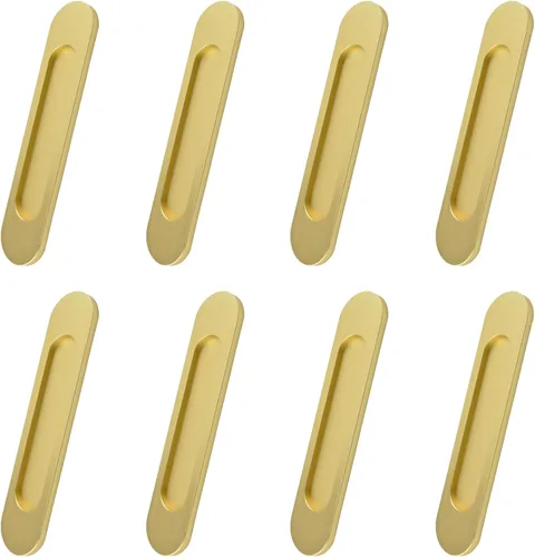 Miniatura 18 de MOROBOR Tiradores de puerta corredera ovalados autoadhesivos de 7.087 in, 2 manijas de aleación de aluminio sin perforaciones para puertas Bronce