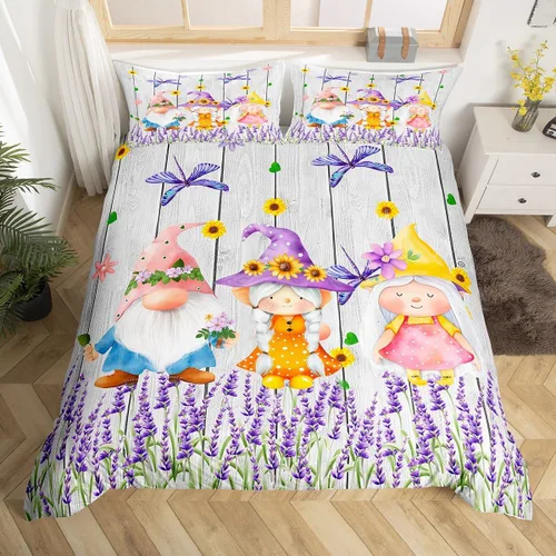 Miniatura 11 de Manfei Juego de funda de edredón de granja tamaño individual, funda de edredón con 1 funda de almohada, juego de ropa de cama vintage de madera