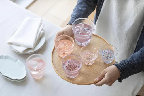 Miniatura 5 de Aderia Tsugaru Vidro - Juego de vasos de color rosa, azul, Sakura Sakura, caja de regalo, fabricadas en Japón (taza de jugo)