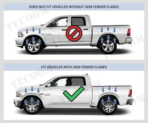 Miniatura 2 de Tecoom Protectores contra salpicaduras compatibles con Dodge Ram 1500/2010-2018 Dodge Ram 2500 3500 (con guardabarros OEM) 2009-2018