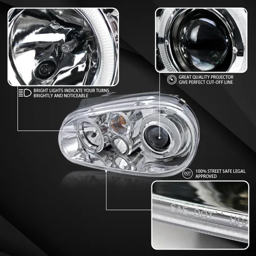 Miniatura 3 de Autozensation Compatible con Volkswagen Golf MK4 1999-2006, Volkswagen GTI 1999-2006, conjunto de faros delanteros izquierdo + derecho, carcasa