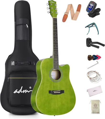 Miniatura 9 de ADM Dreadnought - Kit de guitarra acústica con lección gratuita para principiantes, adultos, adolescentes, tamaño completo, juego de iniciación