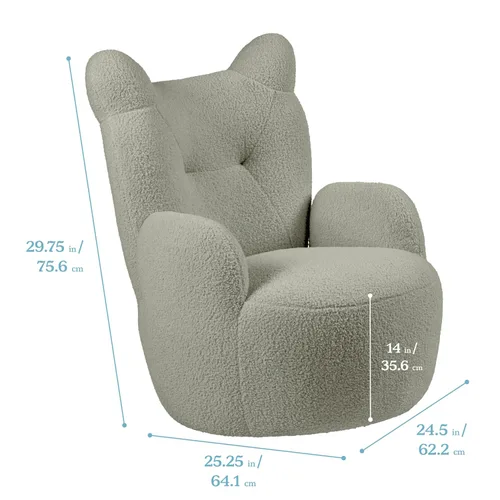 Miniatura 3 de ECR4Kids Teddy Bear Sherpa - Silla para niños pequeños, altura del asiento de 14 pulgadas, muebles para niños, salvia oscura