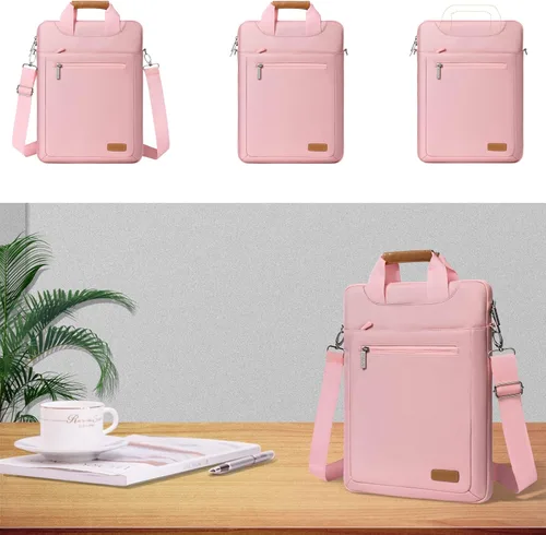 Miniatura 6 de MOSISO Bolsa de hombro vertical para laptop, bolsas de computadora de 15 a 16 pulgadas compatibles con MacBook Air de 15 pulgadas/Pro de 16 Rosa