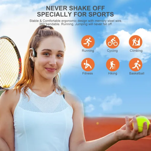 Miniatura 6 de Auriculares de Conducción Ósea - Auriculares Bluetooth 6.0 de Oído Abierto, Auriculares Inalámbricos con Micrófono y Ajuste Cómodo, 10 Horas