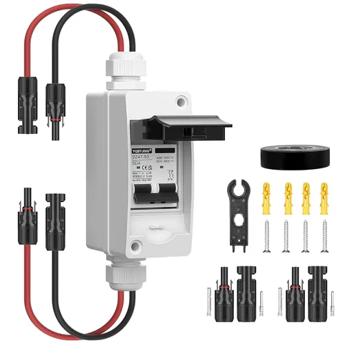 Miniatura 15 de Interruptor de desconexión de panel solar CC 20 Amp AC Caja de interruptor de circuito en miniatura 500V 2 polos con caja IP65 impermeable a prueba
