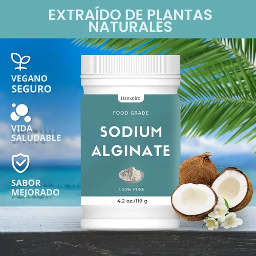 Miniatura 2 de Polvo de alginato de sodio de 4.2 onzas de grado alimenticio, polvo de alginato de sodio puro perfecto para hacer lujosas esferas de caviar