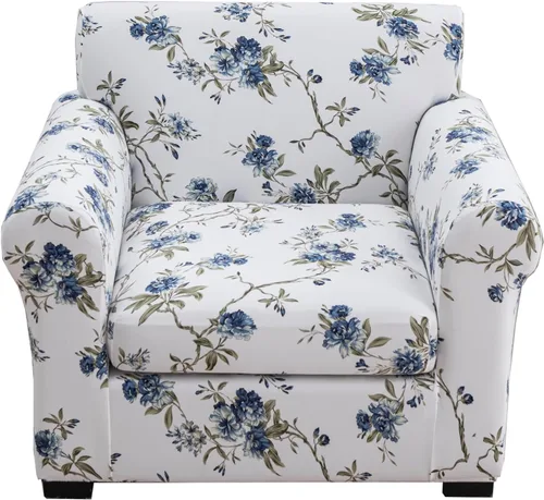 Miniatura 46 de KRFOONN - Fundas elásticas de 4 piezas para sillón y sofá, funda con estampado y 3 fundas independientes para cojines de asiento, lavables, Color01