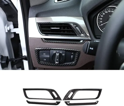YIWANG Cubierta de ventilación de aire acondicionado lateral cromada ABS estilo fibra de carbono 4 piezas para BMW X1 F48 2016-2019, para BMW X2 F47
