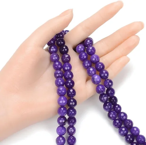 Miniatura 2 de Adabele GH-G17 - 2 hebras de piedras preciosas curativas de jade morado natural de 25/64 pulgadas (0.394 in), cuentas sueltas redondas facetadas