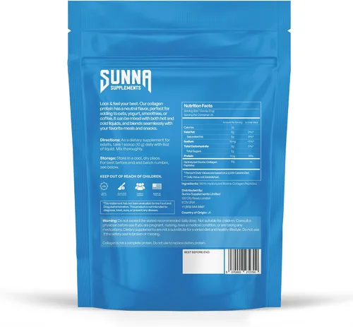 Miniatura 2 de SUNNA SUPPLEMENTS Polvo de colágeno halal alimentado con pasto, péptidos bovinos hidrolizados tipo I y III para soporte de articulaciones, piel