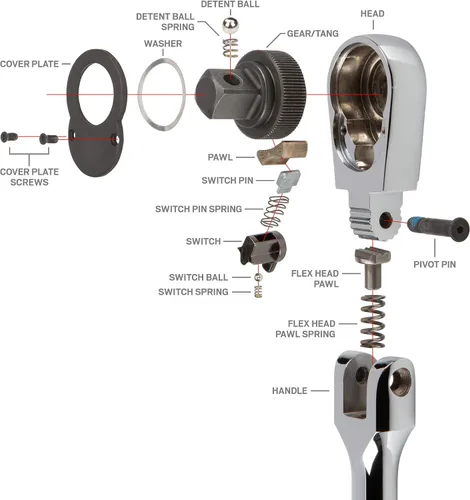 Miniatura 9 de TEKTON Trinquete largo de liberación no rápida con cabezal flexible de 1/2 pulgada x 14 pulgadas SRH21214
