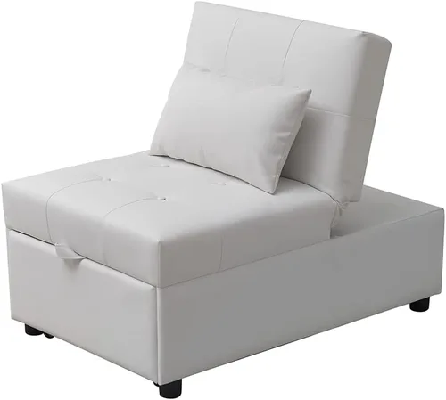 Miniatura 6 de Kings Brand Furniture - Otomana multifuncional, sofá cama, silla convertible, color blanco