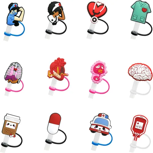 Miniatura 8 de 6 fundas de silicona para pajilla, cubiertas para popote para vasos, tapones de paja a prueba de polvo para puntas de popote para accesorios