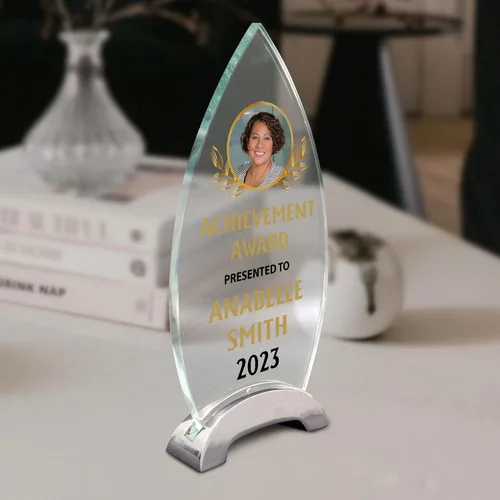 Miniatura 6 de Placa de vidrio personalizada de 9 1/4 pulgadas para premios y trofeos, premio personalizado para empleado del mes, jubilación, liderazgo y D1
