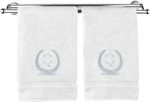 Miniatura 177 de Toalla de mano con monograma, regalo personalizado, 16 x 30 pulgadas, diseño de corona dorada bordada con letra blanca en toalla negra, extra