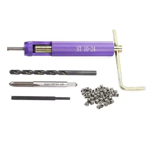 Kit de inserción de reparación de roscas 50 piezas M10-24 x 1.5D tipo bobina helicoidal para restaurar hilos dañados