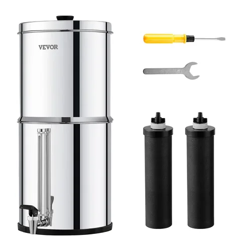 VEVOR Sistema de filtro de agua alimentado por gravedad, sistema de sobremesa de acero inoxidable 304 de 2.25G, sistema de filtración de agua, Nivel