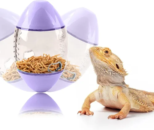 Miniatura 5 de ALI2 Juguete con forma de rugby, juguete de enriquecimiento interactivo de reptil para lagarto, gecko y animales pequeños Púrpura