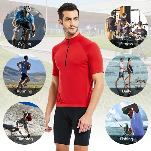Miniatura 5 de CATENA Camiseta de ciclismo para hombre, manga corta, para correr, absorbe la humedad, camiseta deportiva para entrenamiento