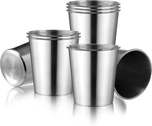 Miniatura 6 de Tosnail Paquete de 6 vasos de acero inoxidable de 16 onzas, vasos de metal irrompibles para niños, adultos