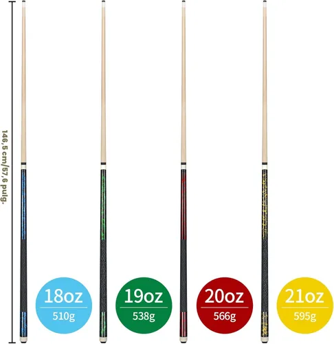 Miniatura 7 de Kmise Pool Cue Stick Set,4 Colors Canadian Maple Cue,Pool Sticks for Adults,Tacos de Billar 18 19 20 21oz for Beginner
