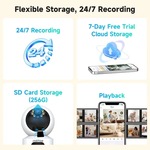 Miniatura 5 de JAIOTlink Cámara de seguridad para interiores, cámaras de doble lente de 2 MP para seguridad en el hogar con zoom de 10 ×, monitor de mascota de 2.4
