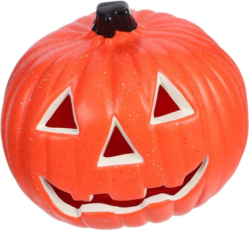 Toyvian Luces de calabaza de Halloween, luces de calabaza naranja, funciona con pilas, decoración de Halloween de calabaza para exteriores, luces