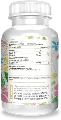 Miniatura 4 de Cápslas blandas veganas de Omega 3. Algal DHA El mejor suplemento prenatal DHA y aceite de pescado con ácidos grasos naturales – 60 unidades de 600