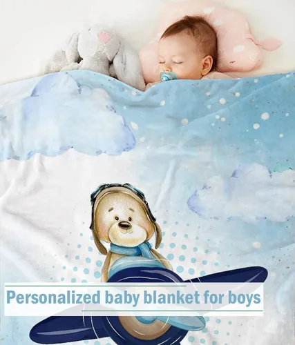 Miniatura 2 de Manta de bebé personalizada para niños, manta de bebé personalizada con nombre, súper suave, mantas personalizadas con nombre para niños, mantas