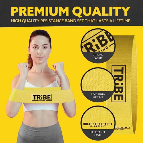 Miniatura 6 de Tribe Lifting - Bandas de resistencia de tela para glúteos y piernas Juego de 5 bandas de tela para entrenamiento Bandas gruesas de glúteos