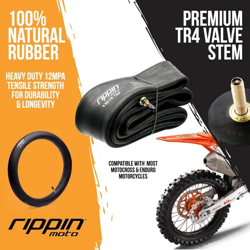 Miniatura 3 de Rippin Moto Tubo interior de motocicleta resistente 110/100-18 (4.50 x 18) de 0.118 in de grosor, 100% caucho natural, válvula TR4, se adapta a