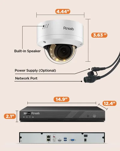 Miniatura 8 de Sistema de cámara de seguridad de 32 canales, 20 cámaras domo IP PoE con cable de 5 MP con cable IK10 a prueba de vandalismo para exteriores