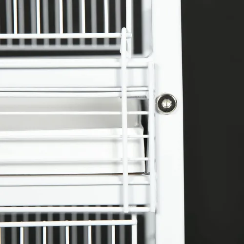 Miniatura 8 de PawHut Comedero de jaula de pájaros de metal forjado con soporte rodante, posaderas, contenedores de alimentos, puertas, ruedas, 67 pulgadas