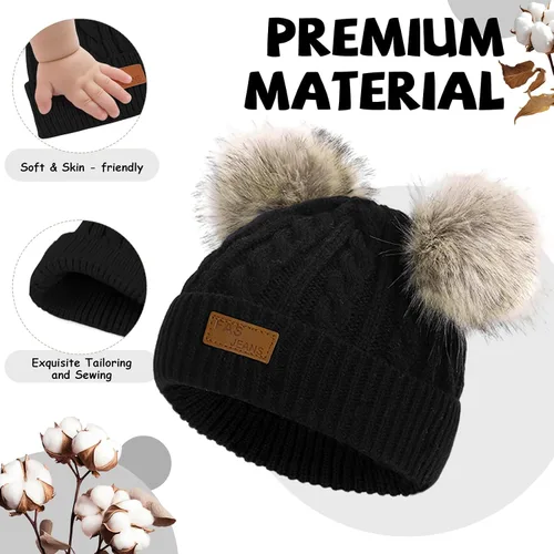 Miniatura 27 de Century Star Toddler Beanie Baby Girls Winter Hat - 6-36 Months Warm Knit Pom Pom Hats for Gils Boys