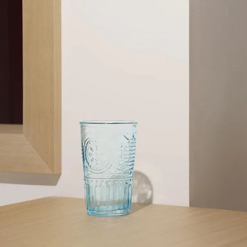 Miniatura 5 de Bormioli Rocco Juego Romántico de 4 Vasos Tumbler, 11.5 Oz. Cristal de Vidrio de Color, Azul Claro, Fabricado en Italia.