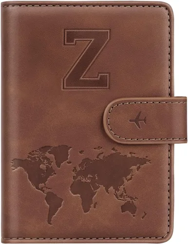 Miniatura 85 de Funda para Pasaporte Personalizada con Letra de la A a la Z, Billetera de Viaje con Bloqueo RFID, Funda para Pasaporte, Estuche para Pasaporte