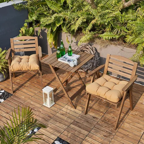 Miniatura 2 de ARTPLAN T - Cojines de asiento de comedor para exteriores con lazo de 19 x 19 x 4 pulgadas, cojín cuadrado de mimbre para exteriores, juego de 2